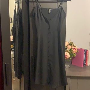 Black button front dress